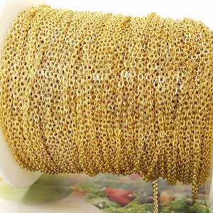 Long 5Chains  egg Loop Yellow Chain on Copper Metal   Chain 2mmx3mm--- 5x 38&quot; ---5m