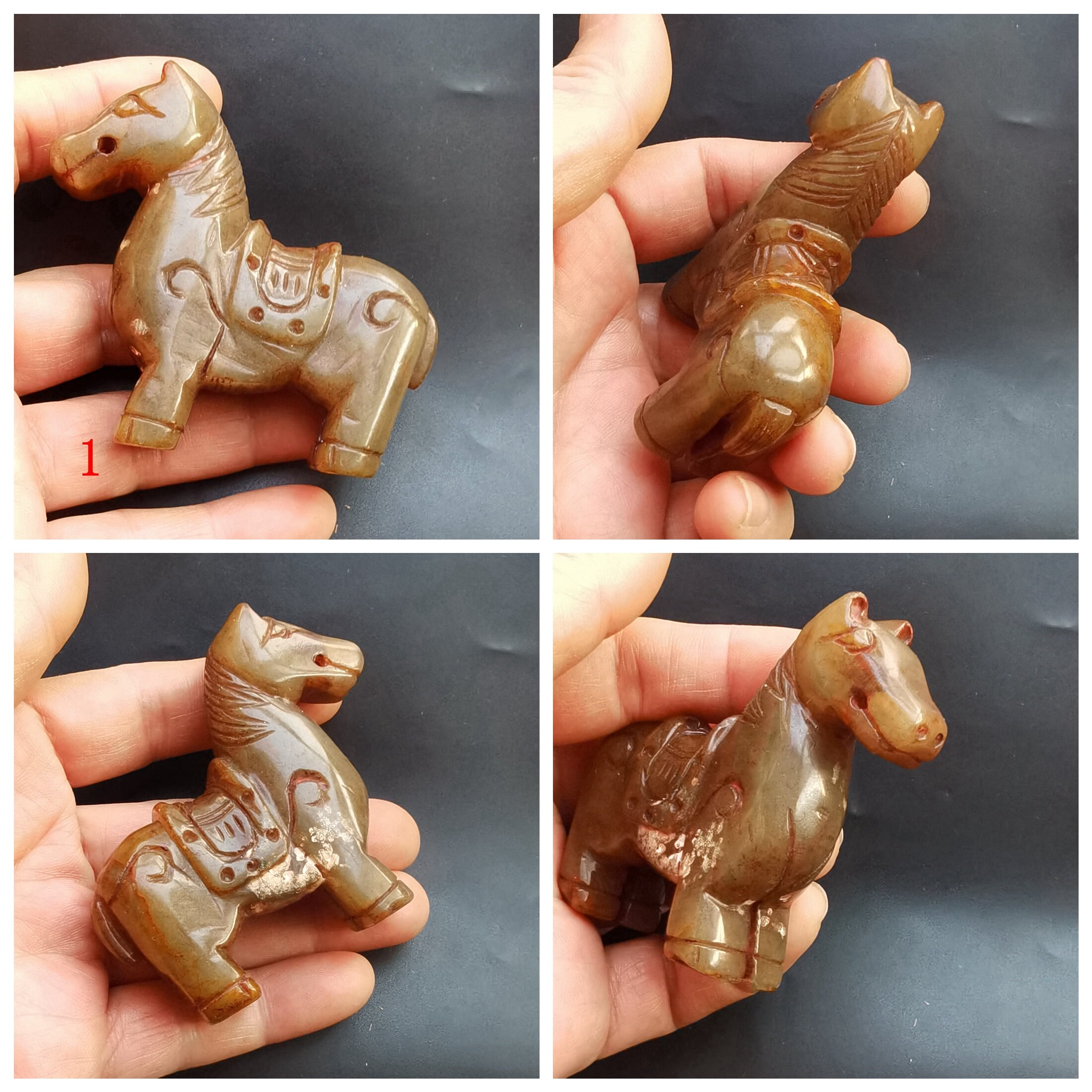 K3282 翡翠玉石彫刻 3頭馬置物 K3282 翡翠玉石彫刻 3頭馬置物 翡翠の彫り物 ミャンマー翡翠 如意