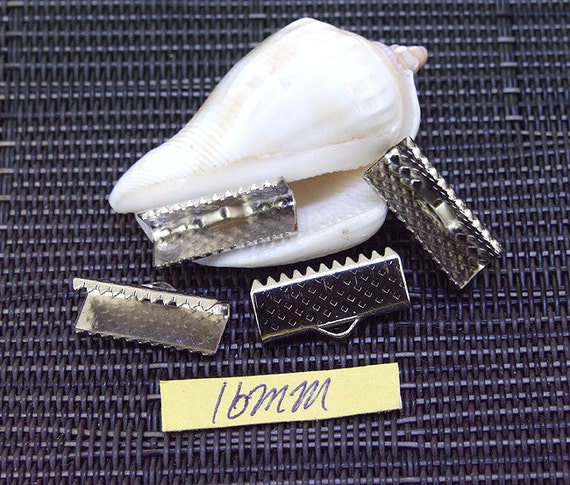 Silver Ribbon Clamp End: Filigree Metal Connector (40 Pieces)