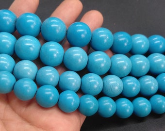 Large Round Blue howlite Turquoise Beads,16mm,15mm,14mm,12mm, Gemstone Beads,Charm Loose Turquoise Bead, Full One Strand 15.5"