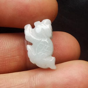 Small 3D Chinese Zodiac,dragon Carving natural Burmese jadeite jade stone beads,Grade A,center hole,Amulet bead,for making handmade jewelry