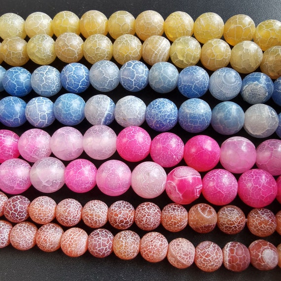 6 mm, 8 mm, Drachen Venen Achat Steinstrang, matte Achat, Orange, Rosa,  Blau, Gelb, lose Edelsteinperlen, Heilung, fr die Herstellung, ganzer  Strang - Etsy sterreich
