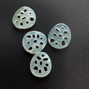 2beads,Small Lotus root slice“路路通” Carved &quot;xiuyu&quot; natural white clear jade stone Pendant link,charm gemstone bead Amulet Necklace Jewelry