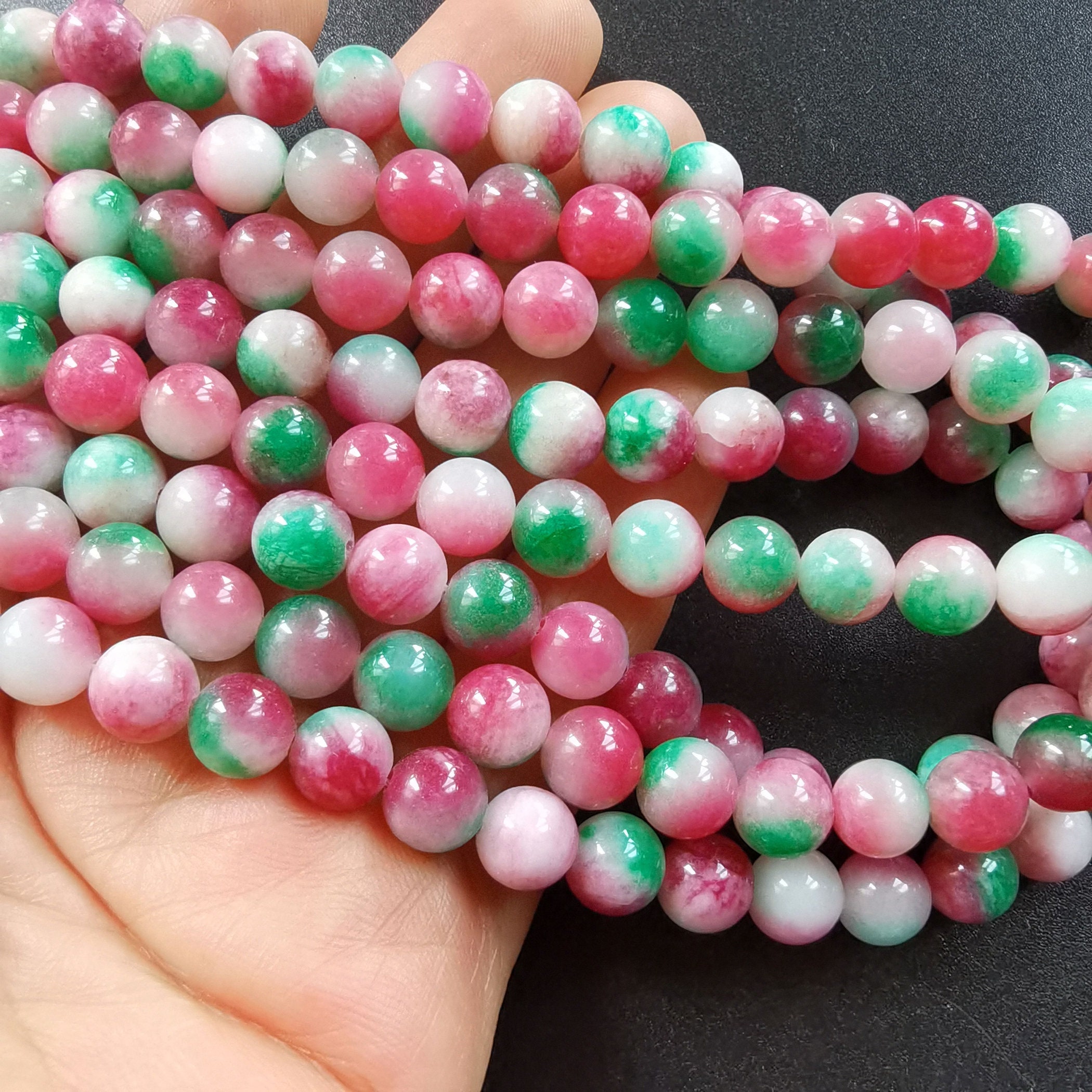 Natural Light Green Jade Beads Smooth Polished Round 4mm-12mm 15.4 Inch  Full Strand for Jewelry Making (GJ10) (10mm)
