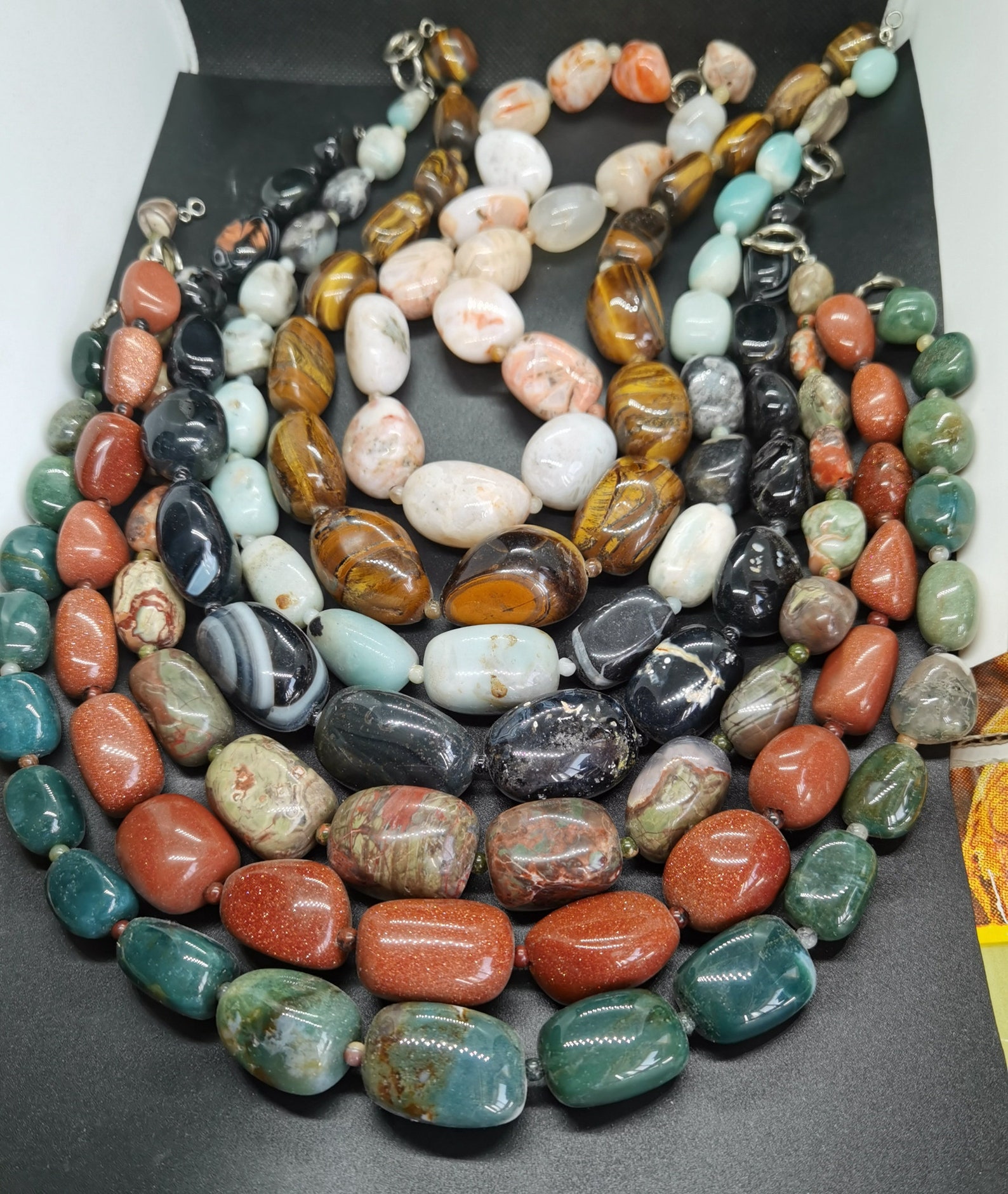 Nugget Random Natural Gemstone Necklacepink Agatetiger | Etsy