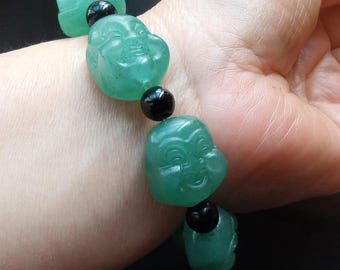 Aventurine Quartz Buddha Bracelet: Green Jade Gemstone Unisex Jewelry