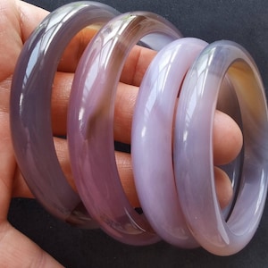 inner 56mm-62.5mm,Lavender,pink grey chalcedony,Agate stone band bangle,gemstone charm bangle,Healing crystal,woman man width thin bangle