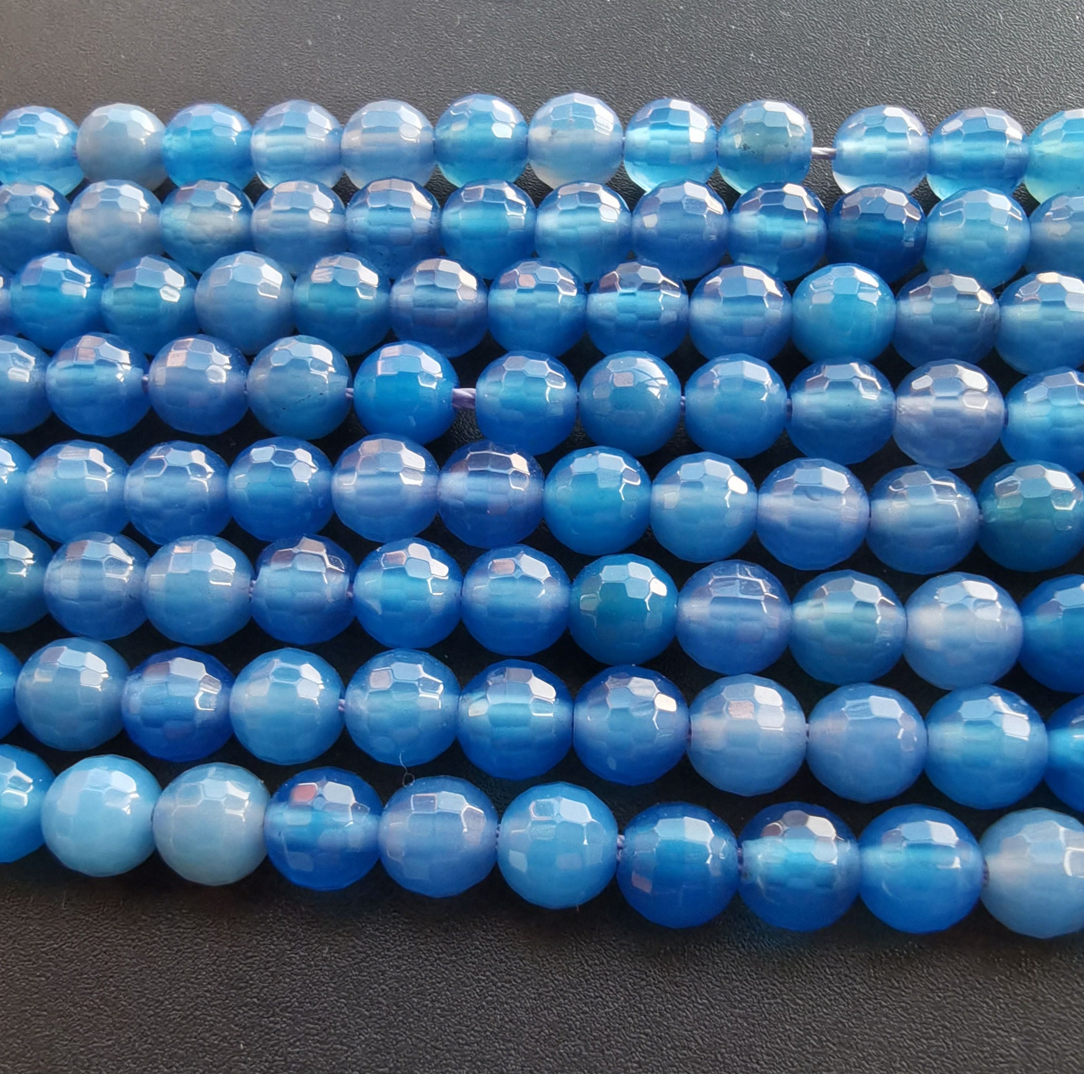 6mmFaceted Blue Agate stone strand loose Gemstone Etsy