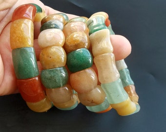 Bracciale FORUBUS Con Pietre Naturali - Perline Da 8 Mm In Avventurina, Giada, Occhio Di Tigre, Agata - Elastico Unisex - 3