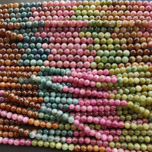 18&quot; Round Tourmaline strand,natural crystal,Rainbow quartz crystal beads,Gemstone beads, Loose Full One strand,wholesale beads