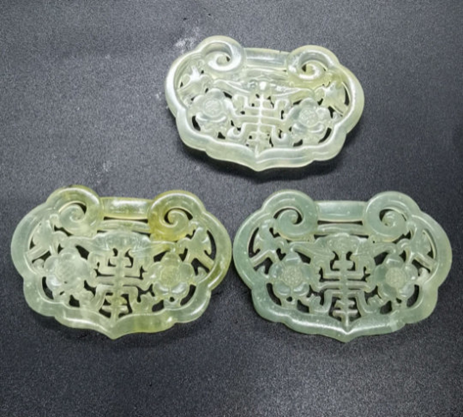 Flower Bat Bird Jade Pendant Lock Carved Green Natural Jade - Etsy