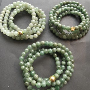 108beads,Round natural green jadeite stone Healing Stone Yoga Prayer necklace,7mm Grade A Natural jade stone bracelet,Unisex Amulet mala
