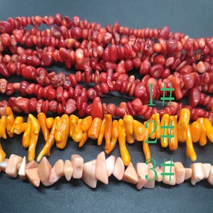 Nugget red Coral beads 32&quot;, orange coral branch 16&quot;, pink nugget coral 35&quot;,dyed Gemstone Beads, Full 1 Strand,charm necklace bead, diy beads