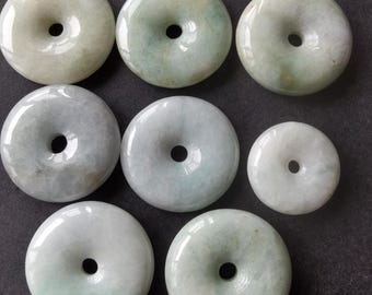 Ciondolo a forma di ciambella in giada verde giadeite: ciondolo in pietra naturale