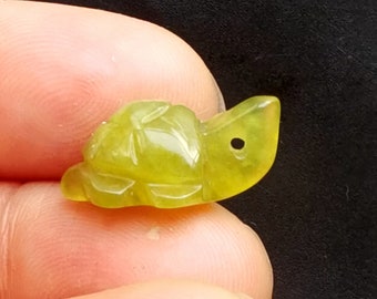 Carved Jade Turtle Pendant: Green Stone Amulet Necklace