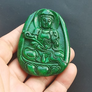 guanyin bodhisattva carved green jade stone pendant,Oval Gemstone bead,for making Handmade Jewelry Necklace Pendant link