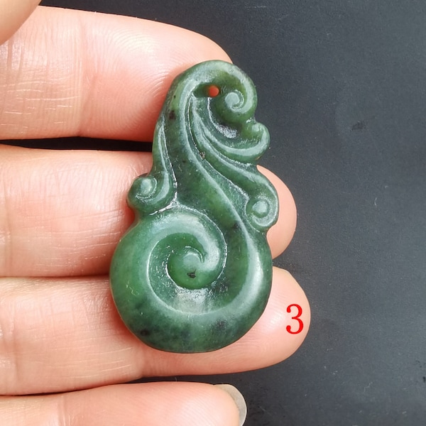 Flower twist Pteris carving natural green Nephrite jade stone pendant,gemstone bead,Amulet Talisman for making handmade Necklace Jewerly