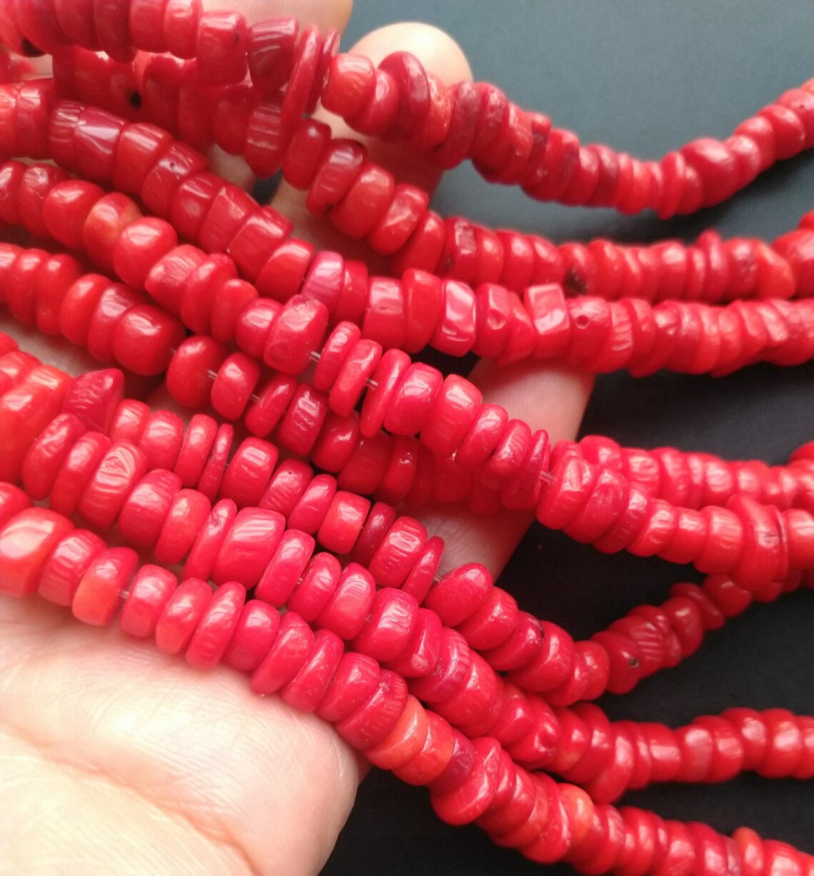 Heshi Tube Red Coral Strand Saucer 7mm Dyed Gemstone Beads - Etsy