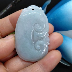 Certified Grade A Natural Jadeite Jade pendant, Chinese Ruyi Flower Burmese jade Amulet necklace Pendant, Gemstone bead stone jewelry
