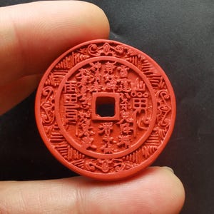 Röd Cinnabar Donut-hänge: Fengshui-amulett, välsignelsesmycken