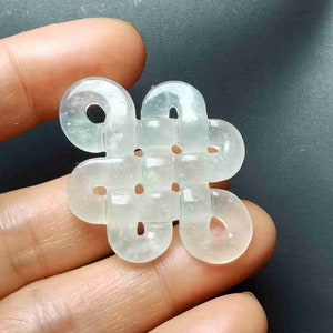 Ciondolo con nodo cinese in giada, pietra di giada naturale intagliata verde bianco, ciondolo con talismano amuleto a doppia faccia, collana, gioielli MX