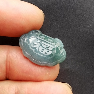 Carving “福” love lock fu word lucky natural blue Guatemala Jadeite jade stone penadnt,A,Amulet,Untreated,Handmade Victorian,bracelet bead