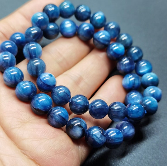 Natural Blue Kyanite Bracelet 8.5mm 9mm 9.5mm 10mm 11mm 12mm