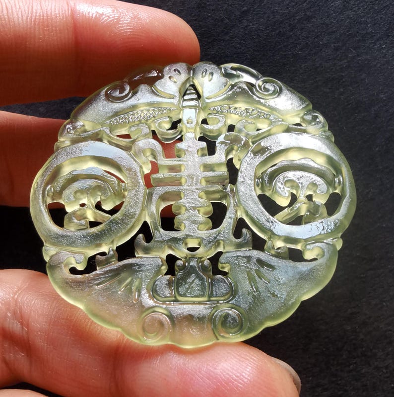 Circle Carving Ruyi Bat Bird Long Life Xiuyu Natural Green Jade Pendant ...