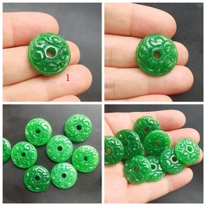 Donut,Circle Coin,Barrel,Dread green Jade stone,carving jade,Dreadlock,Dread Accessories,Hair Beads,Amulet Necklace Pendant Jewelry MG image 3