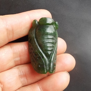 Genuine cicada Carving natural green Nephrite jade stone pendant,gemstone bead, Amulet Talisman for making handmade Necklace Jewerly N1