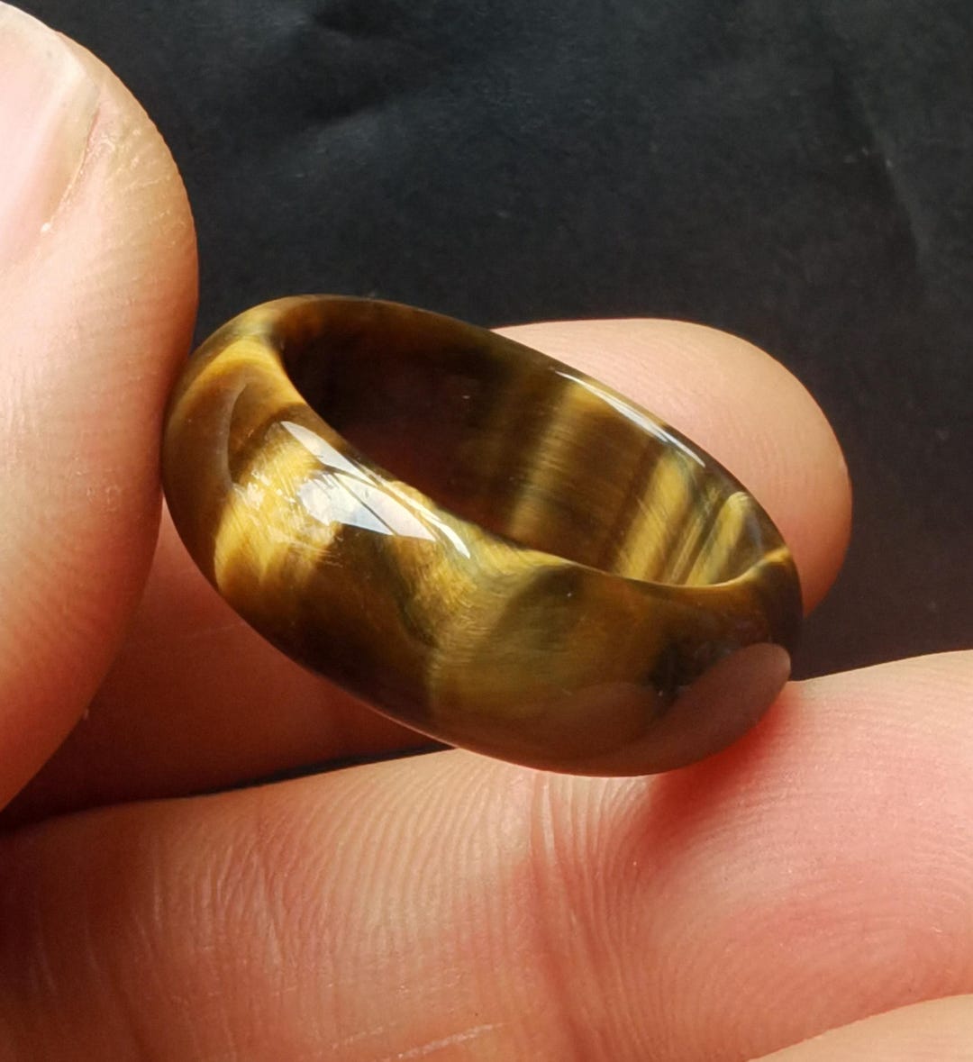 Blue & Yellow Tiger Eye Stone Ring: Round Banded Amulet - Etsy Canada