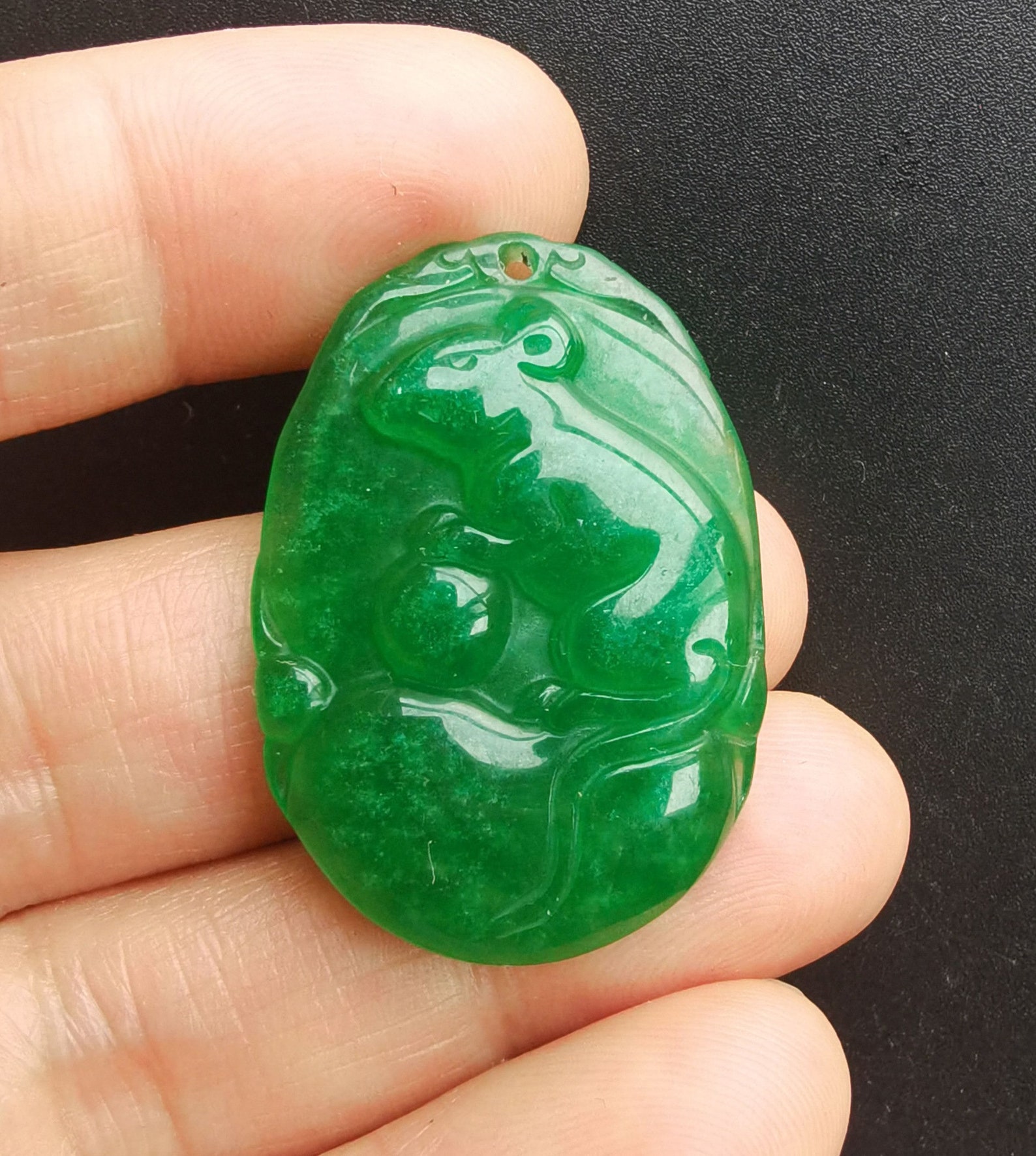 Chinese Zodiac Oval Green Jade Stone Etsy