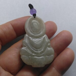 Guanyin Bodhisattva jadeite pendant, Carved Grade A Natural jade stone, yellow Burmese jade, Amulet necklace Pendant, Gemstone bead jewelry 2#
