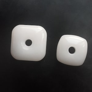 Superbo ciondolo quadrato in pietra di giada bianca naturale liscia, amuleto talismano per collana fatta a mano Gioielleria MW2