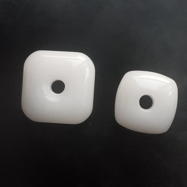 Superb square Smooth Natural white jade stone pendant, Amulet Talisman for handmade Necklace Jewerly MW2