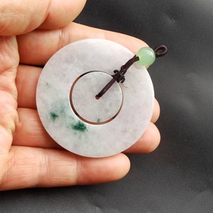 Zwei Donut Kreis natürliche burmesische Jadeit Jade Stein Anhänger, Doppel Jade Charme, Klasse A, Amulett Halskette, Edelstein Perle, gutes Glück Schmuck Geschenk