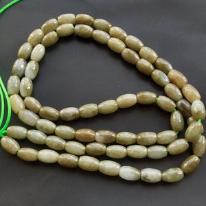 Collar de jadeíta marrón de 23&quot;, 68 cuentas, cuentas de jadeíta natural, cuentas de jade con dijes, cuentas de piedras preciosas en forma de tambor, collar de amuleto