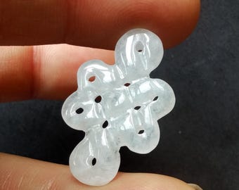 Superb Knot Carving natural jadeite jade stone pendant,Spacer bead link,Grade A,Amulet, for make handmade necklace jewelry