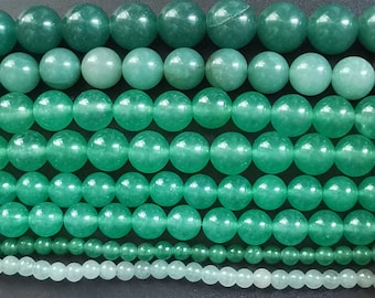 Aventurine beads,round smooth green jade,4mm,6mm 8mm 10mm 12mm,charm jade stone, loose beads, diy beads,gemstone, full one strand 15.5"