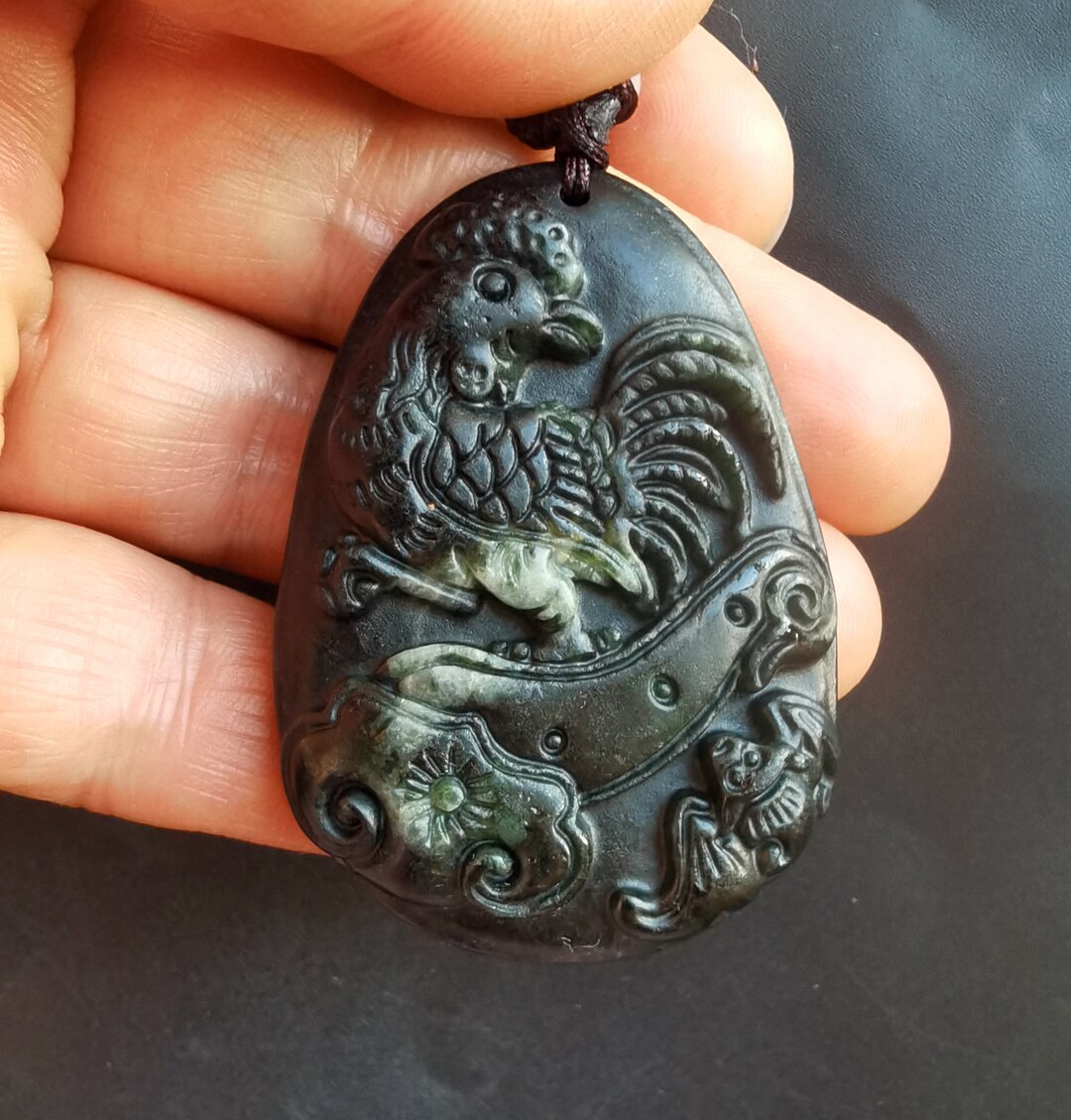 Authentic Jade Pendant Chinese Natural Black Green Jade Pendant