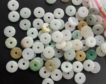 9mm Carved Jadeite Donut Beads: Grade A Natural Stone
