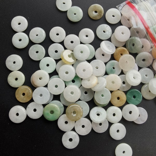 9mm,Donut,coin,spacer,natural jadeite stone beads, Carved Grade A Natural jade stone,  Amulet beads, wholesale jadeite