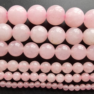 Round Pink Jade Beads: 4mm-16mm DIY Gemstone Strand