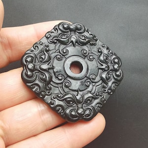 Chinese dragon jade pendant, Carved Black Green natural Jade Pendant,  Amulet Talisman for handmade Necklace Pendant Jewerly MB