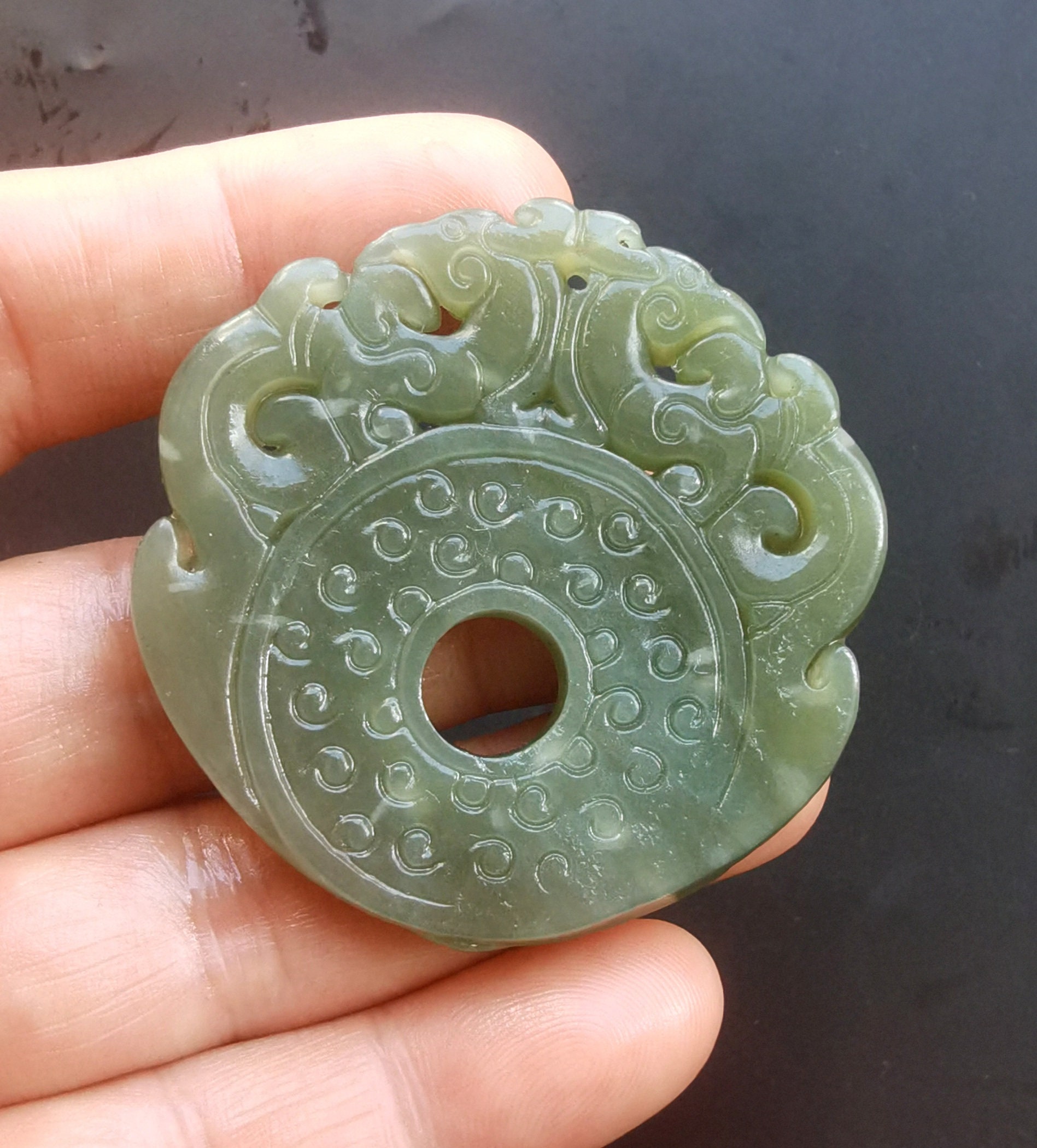 Chinese ancient dragon hetian Jade stone PendantCarved Etsy
