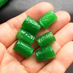 Circular column,Cylinder Tube Dread carving green Jade stone,Dreadlock,Beard Bead,Dread Accessories,Hair,Amulet Necklace Pendant Jewelry MG