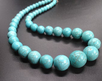 Natural Manual creation 8mm natural turquoise round bead necklace 18" Natural Manual creation 8mm natural turquoise round bead necklace 18"
