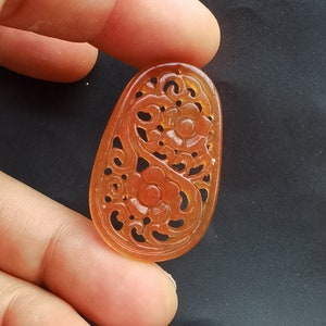 Hollow Gourd Flower branch carving red Jade stone pendant link,earring bead,charm Amulet for making handmade Necklace Jewelry,gift for woman