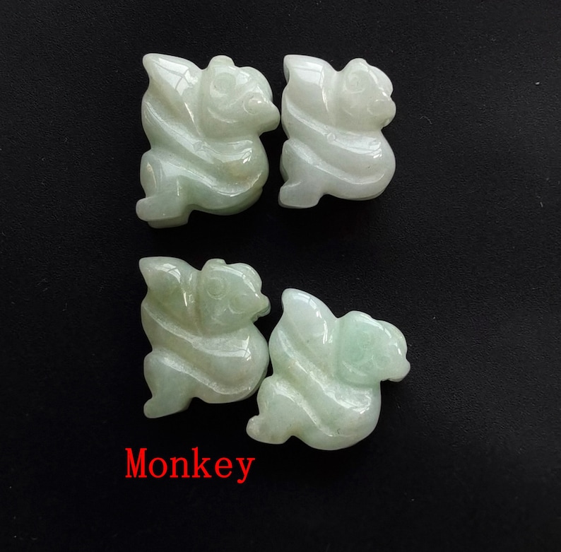 Liten tupp, apa, oxe, orm, får, drake, tiger, kanin, djur naturlig jadeit jadesten amulett hänge huvud, länk Monkey