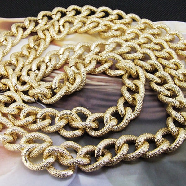 20m Dot Loop Textured Chain Light Gold Chain 14mmx17mm Metal Aluminum Twist One Curb Chains 4mm